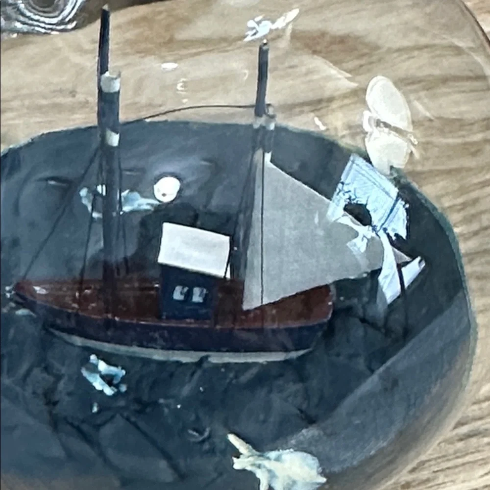 Crate & Barrel Ship-In-A-Bottle Glass Christmas Ornament Nautical